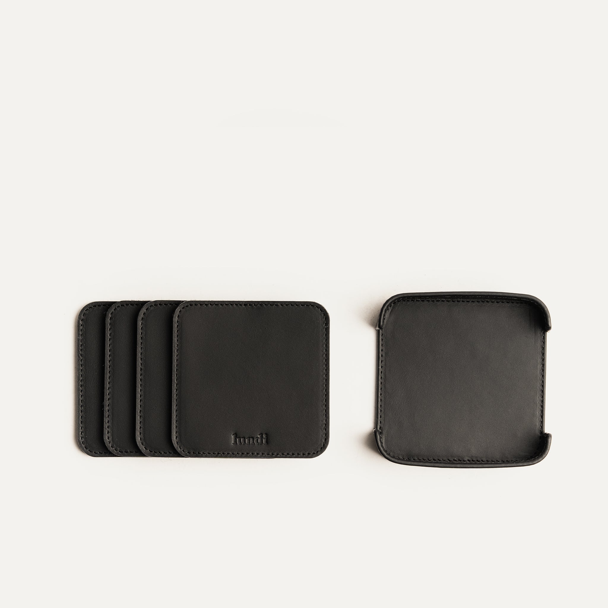 Leather Coaster set | Ivo Black