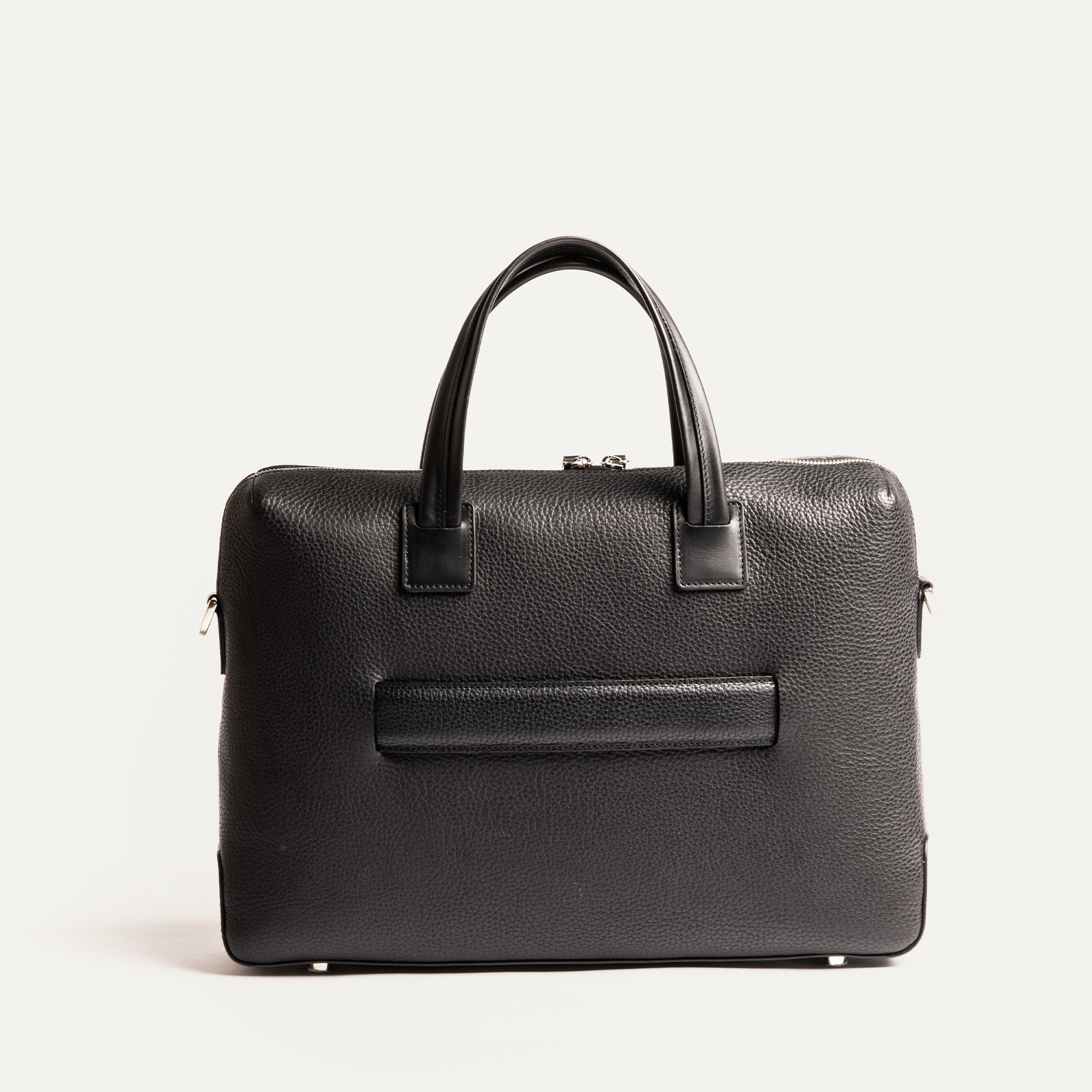 Men leather briefcase in black leather | lundi - VALENTIN