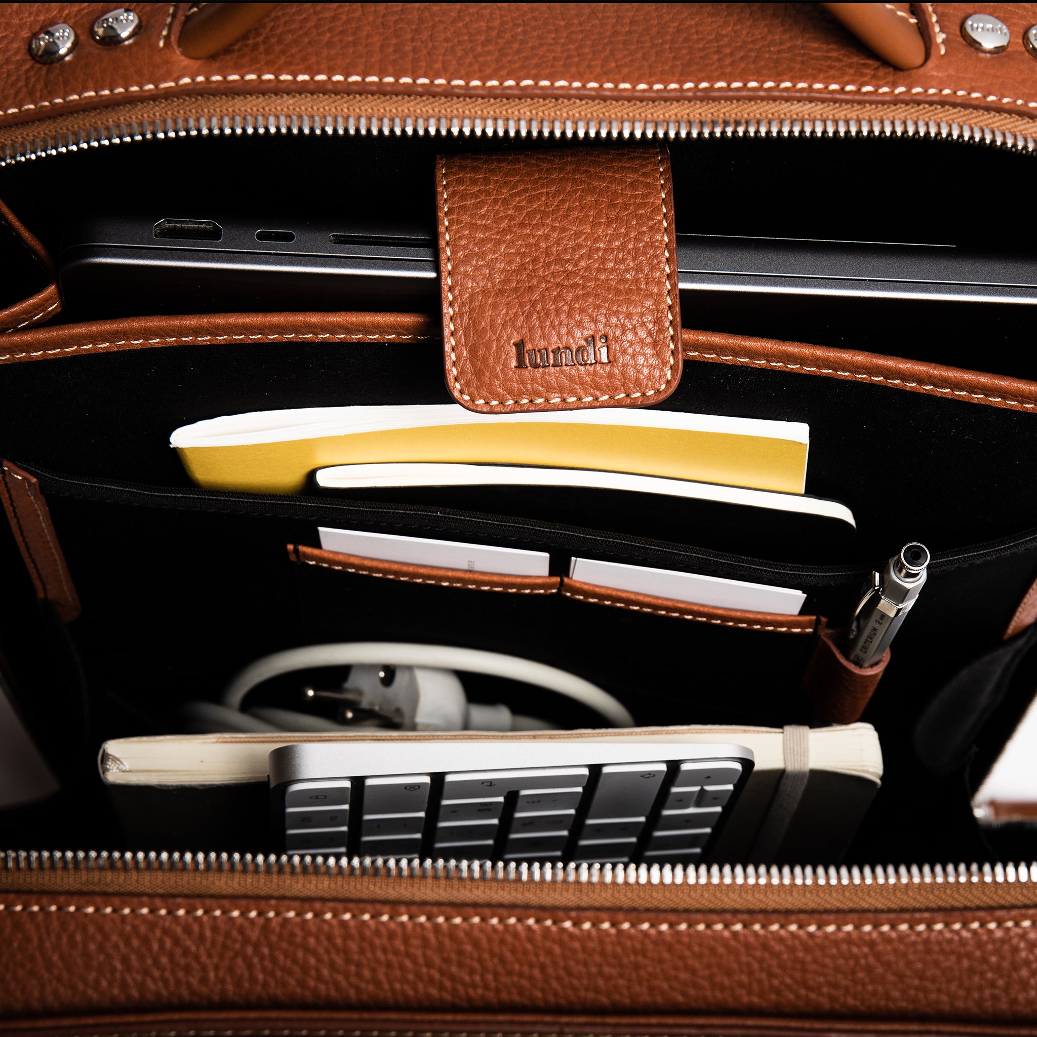Men's cognac leather backpack | MATTEO – lundi