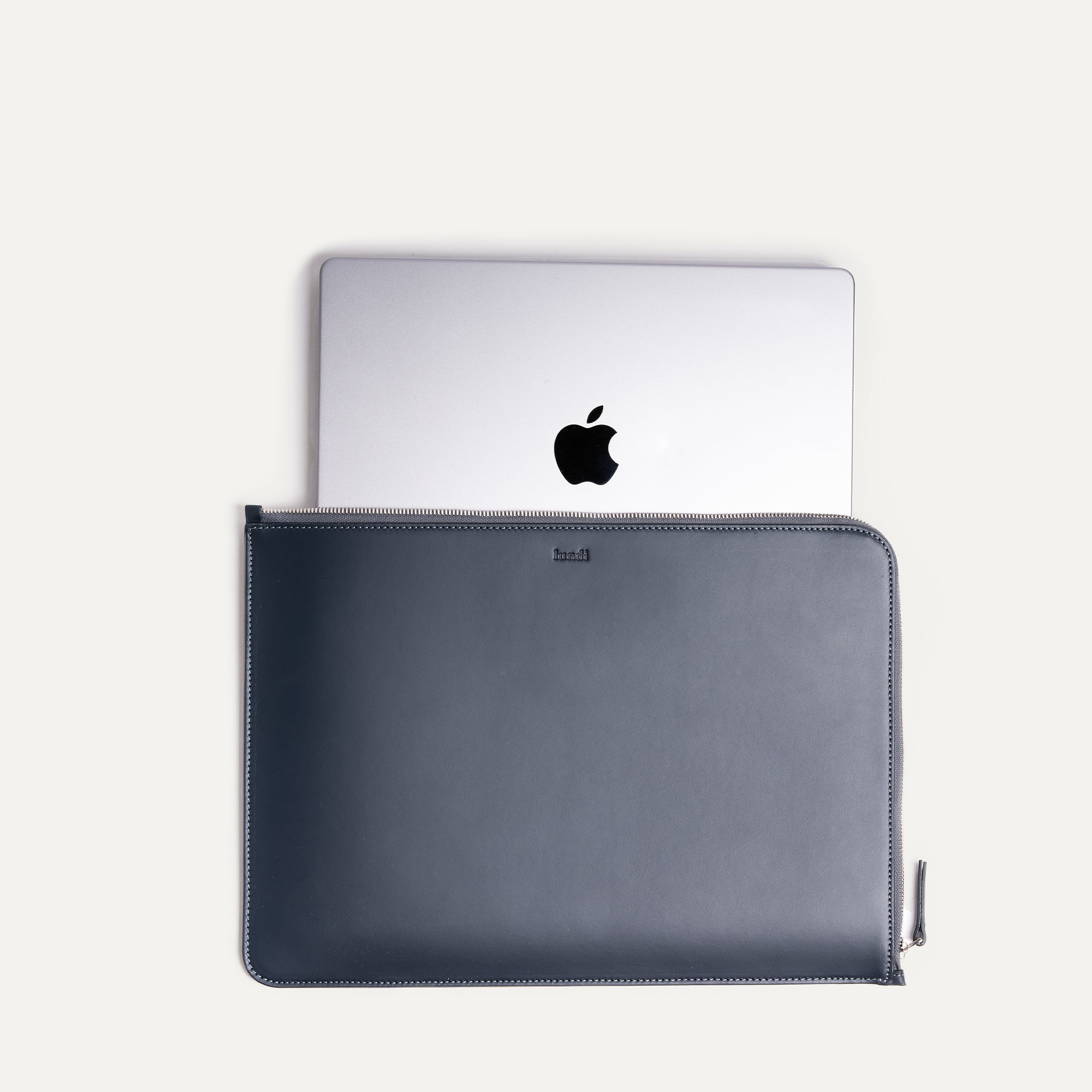 13 and 14-inch leather laptop sleeve| MAYA Navy