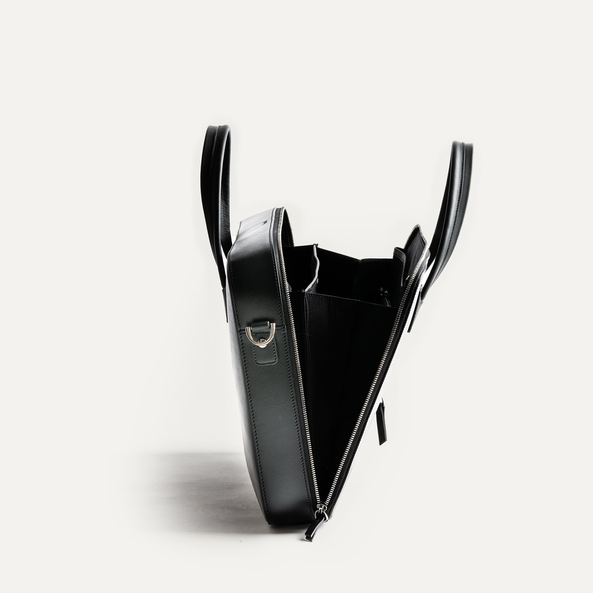 lundi Saffiano Leather Briefcase | PAOLO Black