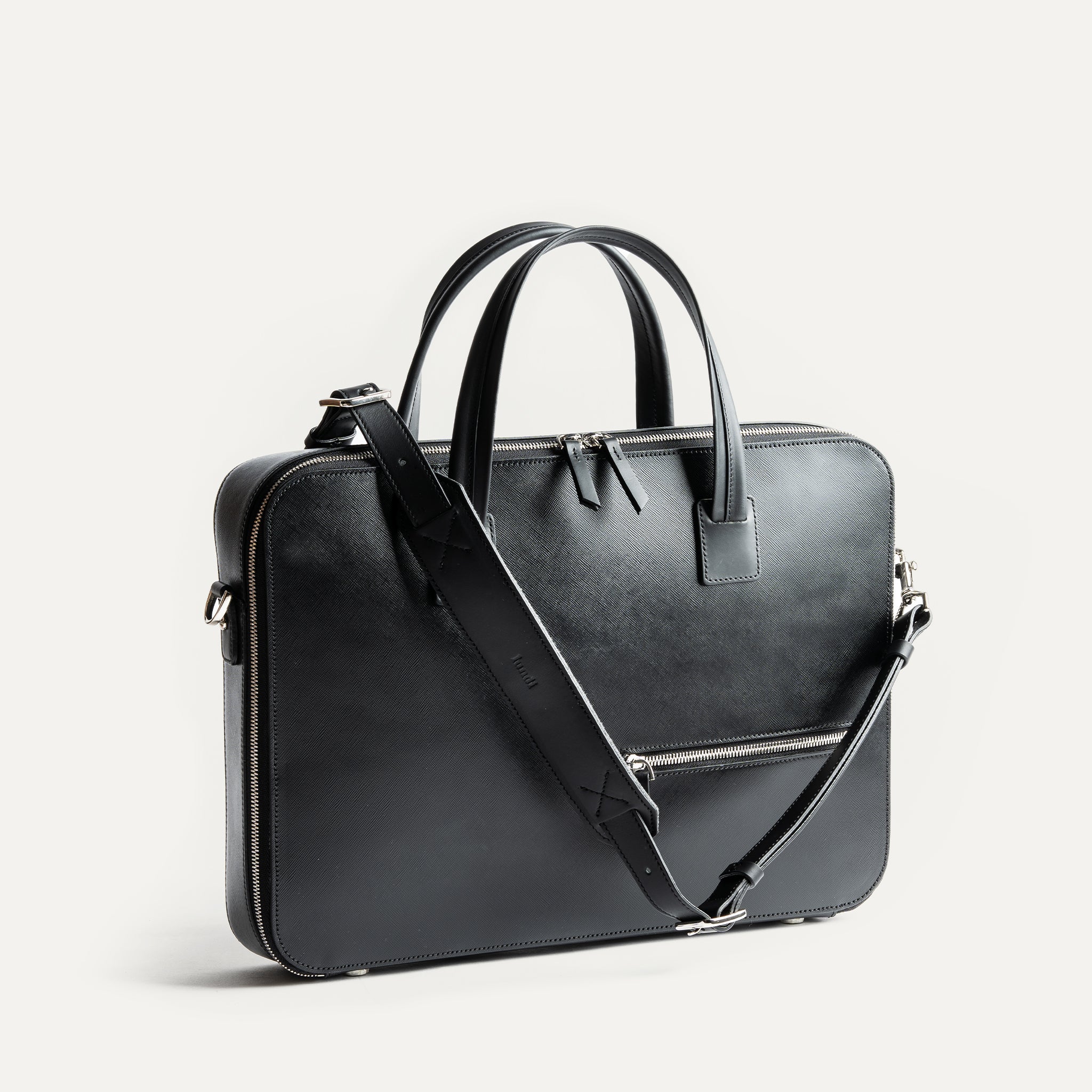 lundi Saffiano Leather Briefcase | PAOLO Black