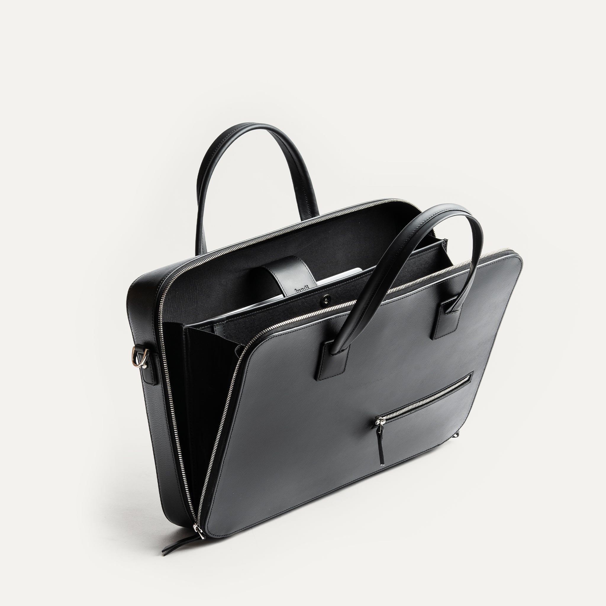 lundi Saffiano Leather Briefcase | PAOLO Black