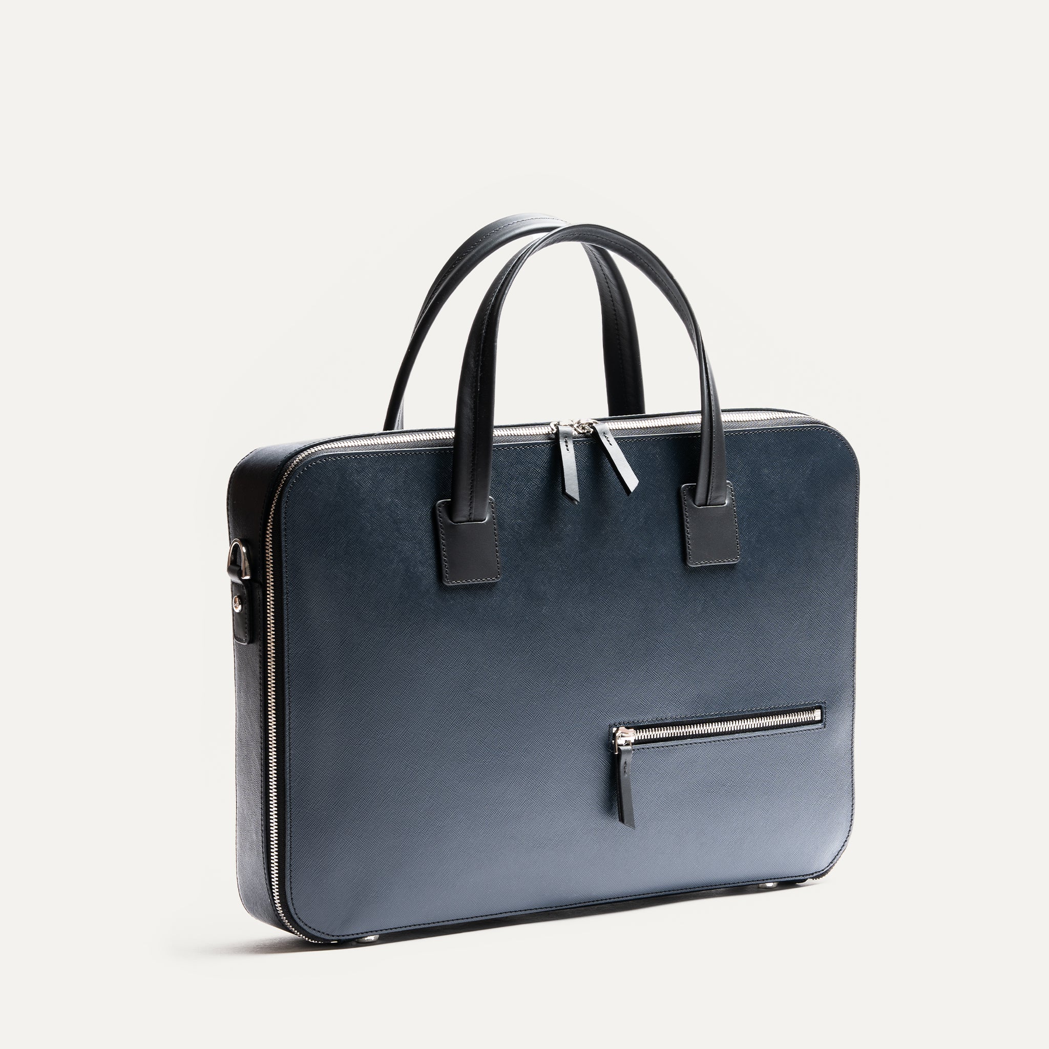 lundi Saffiano Leather Briefcase | PAOLO Navy