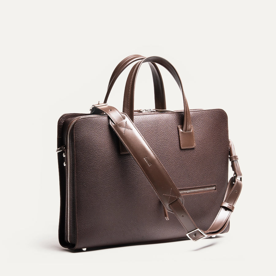 Porte-documents cuir grainé ~CAMERON - MARRON