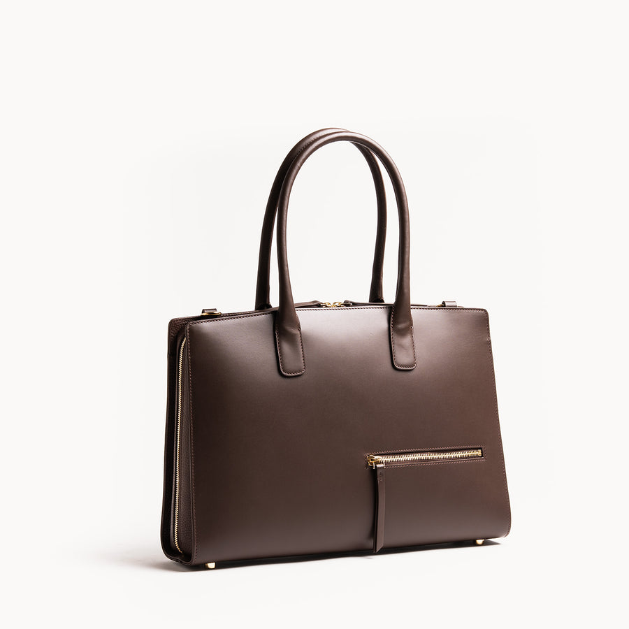 Porte documents en cuir lisse ~ MILIA - MARRON