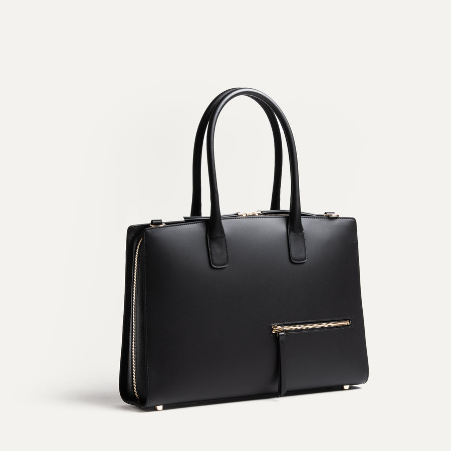 Porte documents en cuir lisse ~ MILIA - NOIR