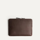 Pochette ordinateur en cuir grainé marron