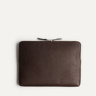 Pochette ordinateur en cuir grainé marron