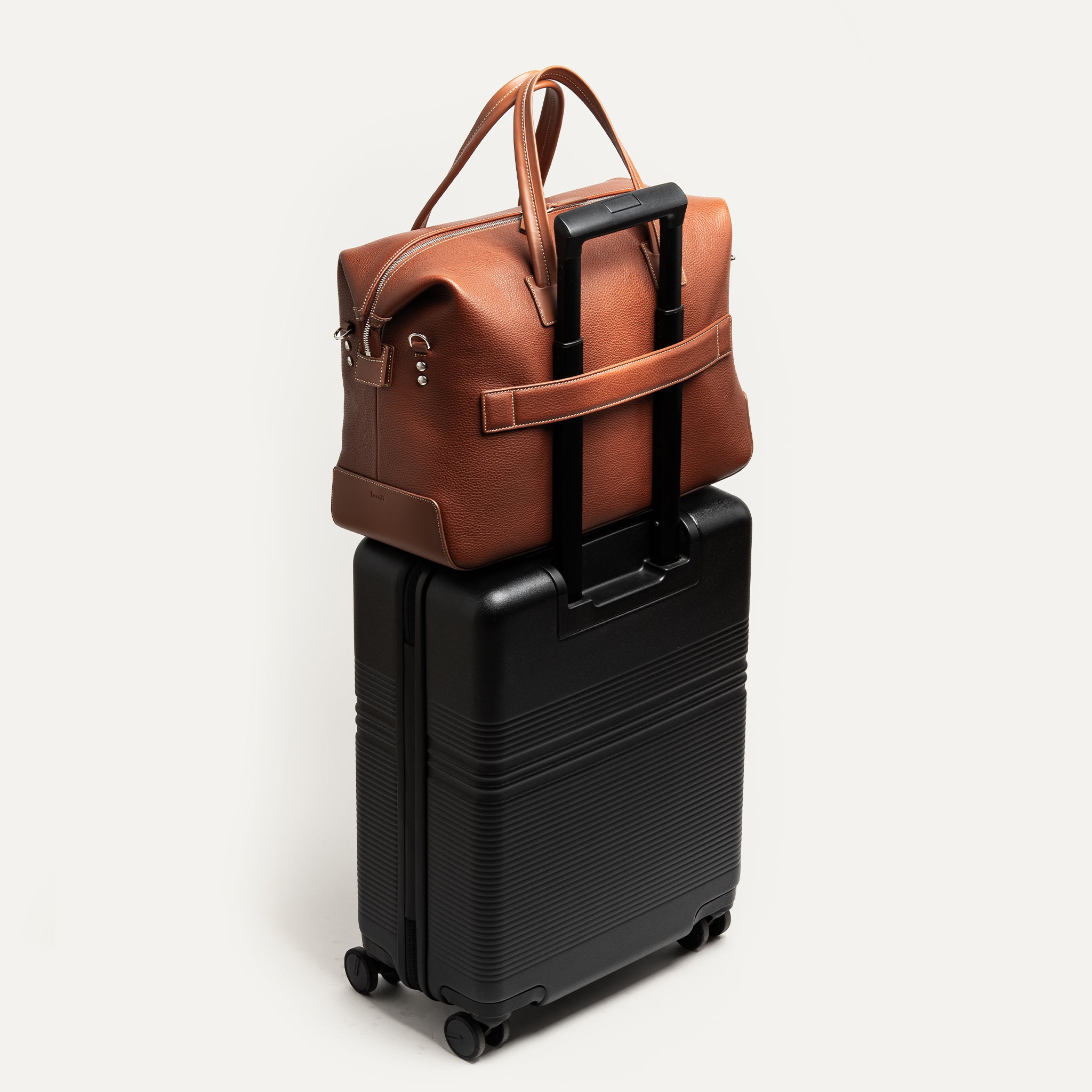 48-hour cognac leather travel bag - Wesley | lundi