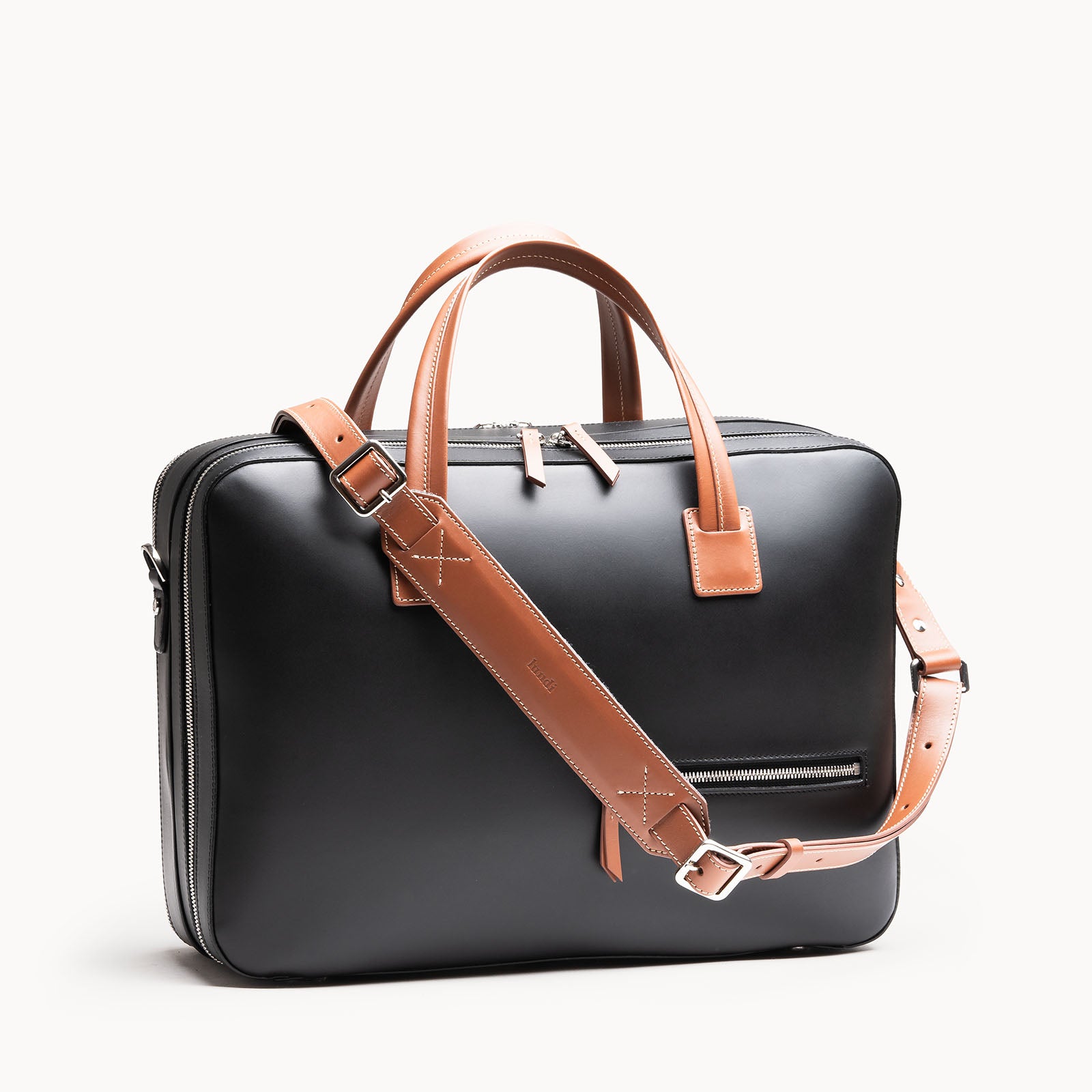 Leather travel computer bag for 2 days | lundi BELLECOURT