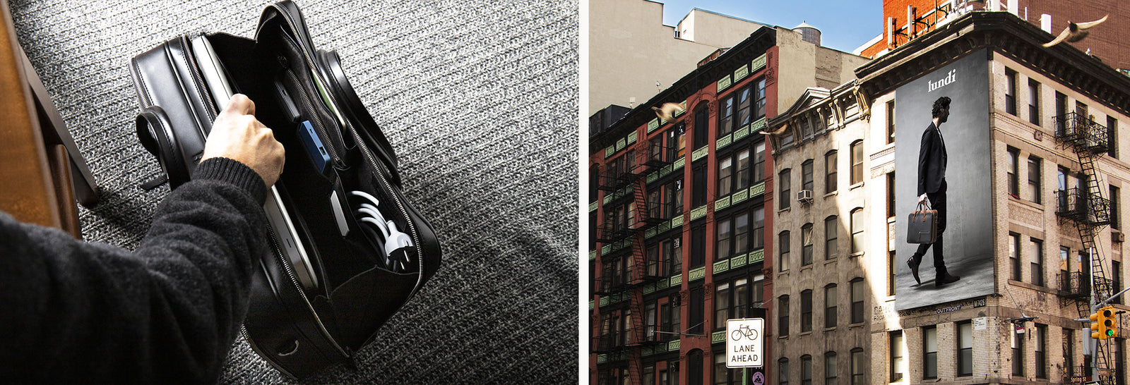 Porte documents 36 hr ~ CONALLY ~ Toile et cuir noir