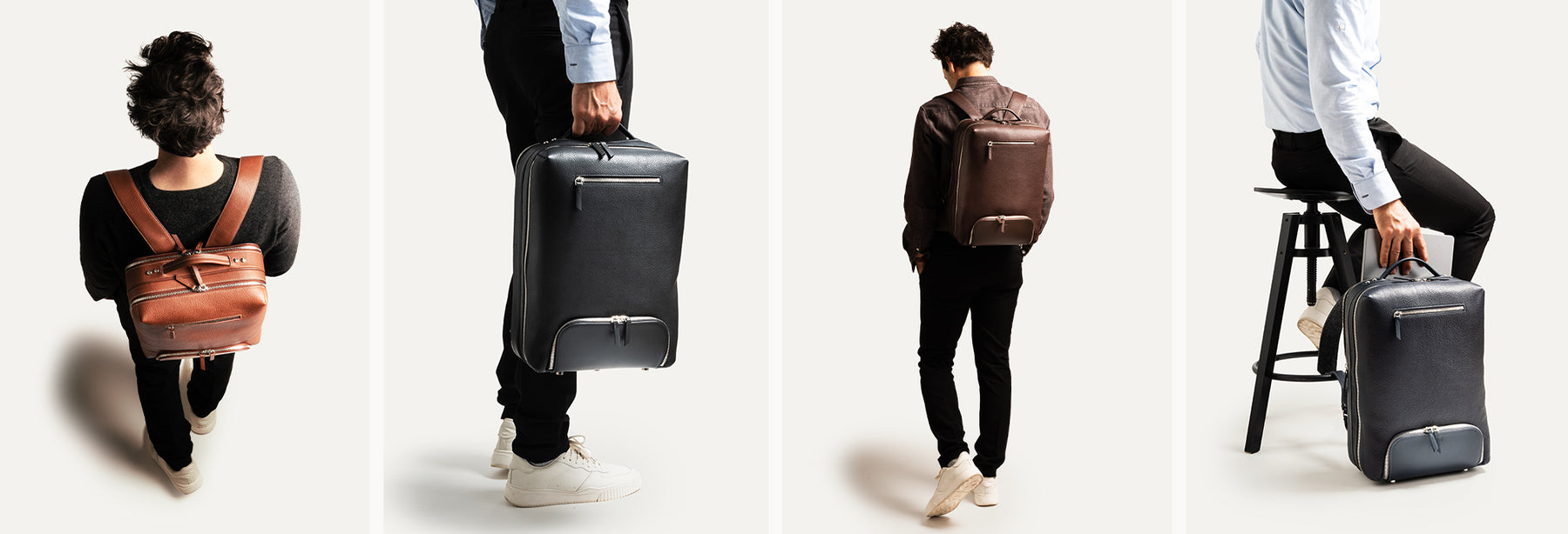 Sac à dos de voyage ~ GASPARD - CUIR NOIR