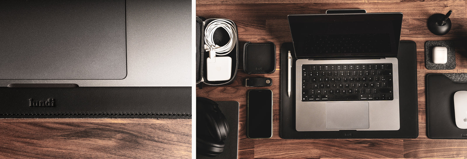 Sous-main en cuir ~ LEO - MARRON