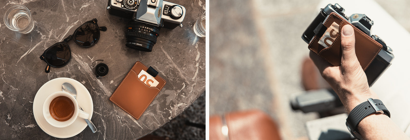 Porte-cartes compact en cuir ~ LOUIS - NOIR