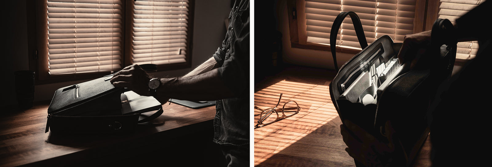 Porte-documents en cuir grainé ~ OSCAR - MARINE