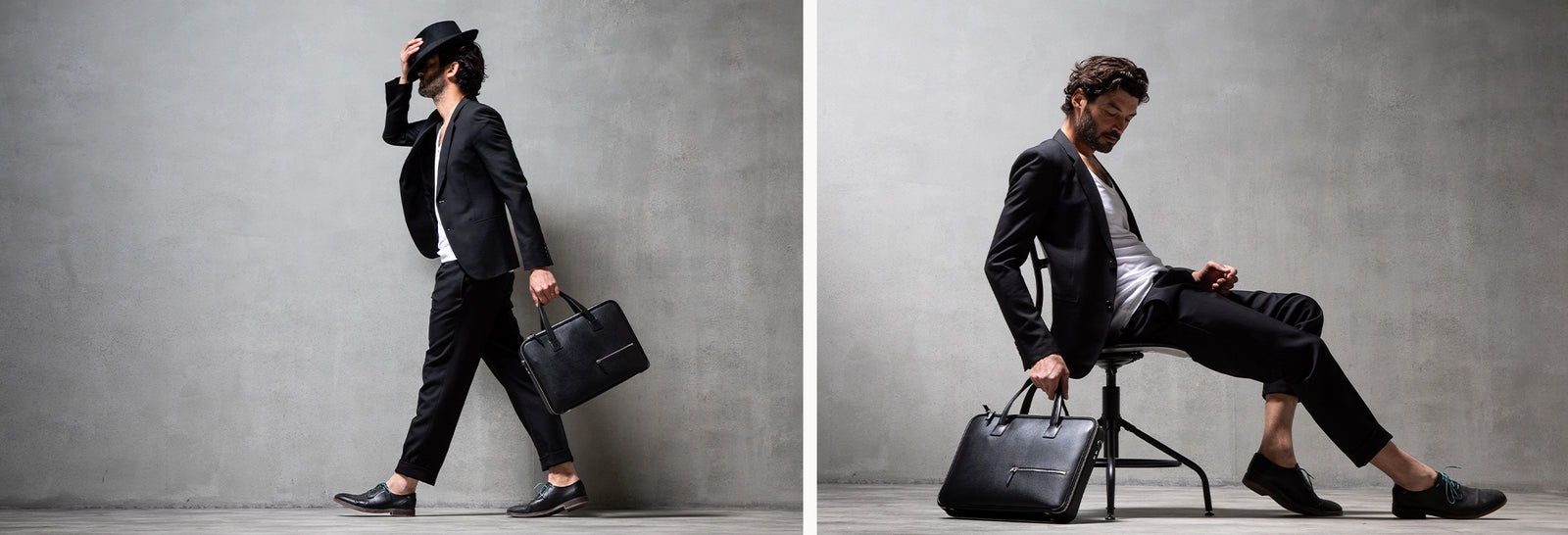 Porte-documents en cuir Saffiano ~ PAOLO II - MARINE