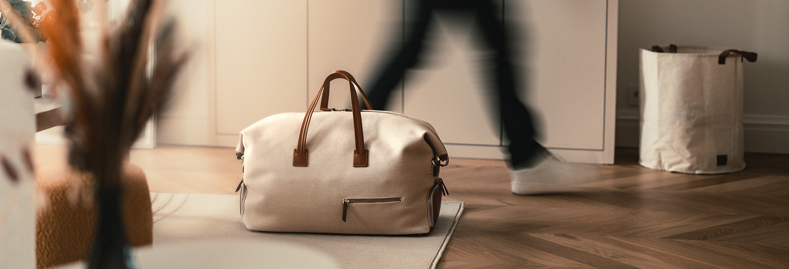 Travel bag ~ REMINGTON ~ Gray canvas & Black leather