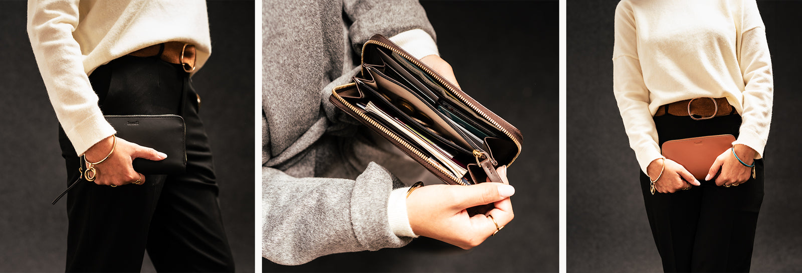 Compagnon en cuir lisse ~ STELLA - COGNAC