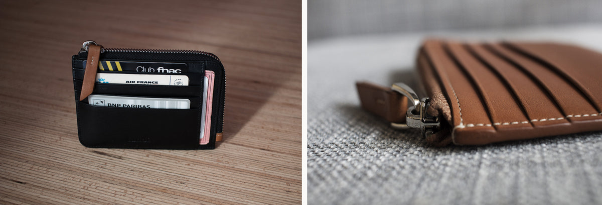Portefeuille en cuir lisse ~ WALDO - NOIR