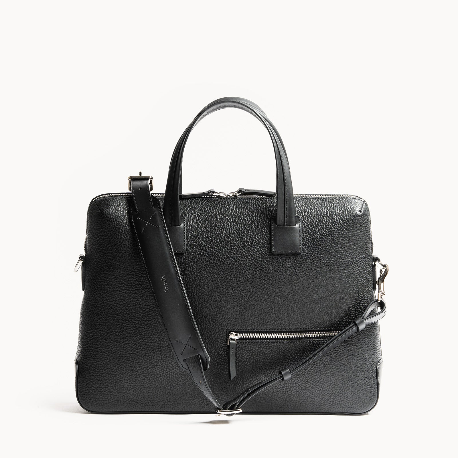 Men leather briefcase in black leather | lundi - VALENTIN