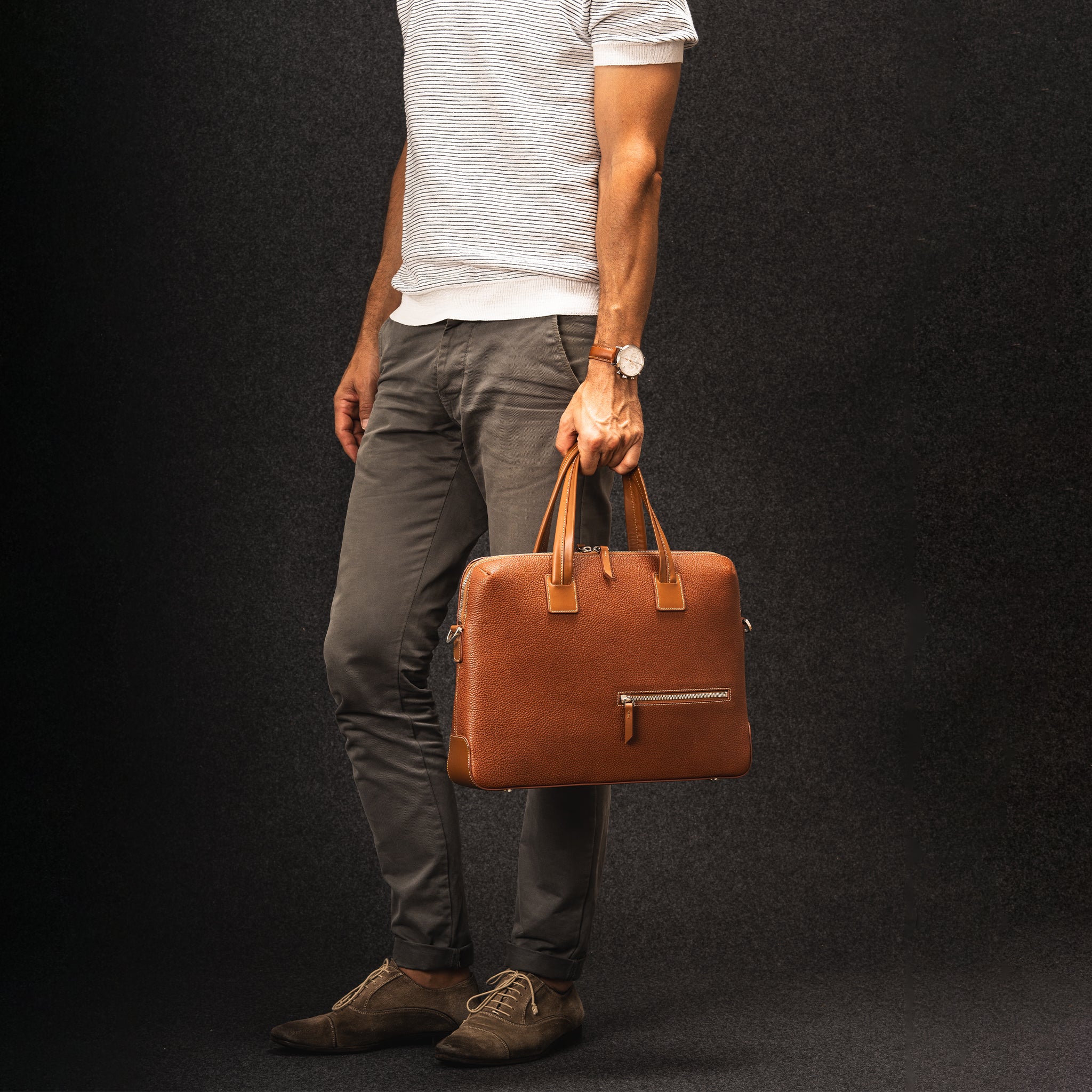 lundi Leather Briefcase | Valentin Cognac