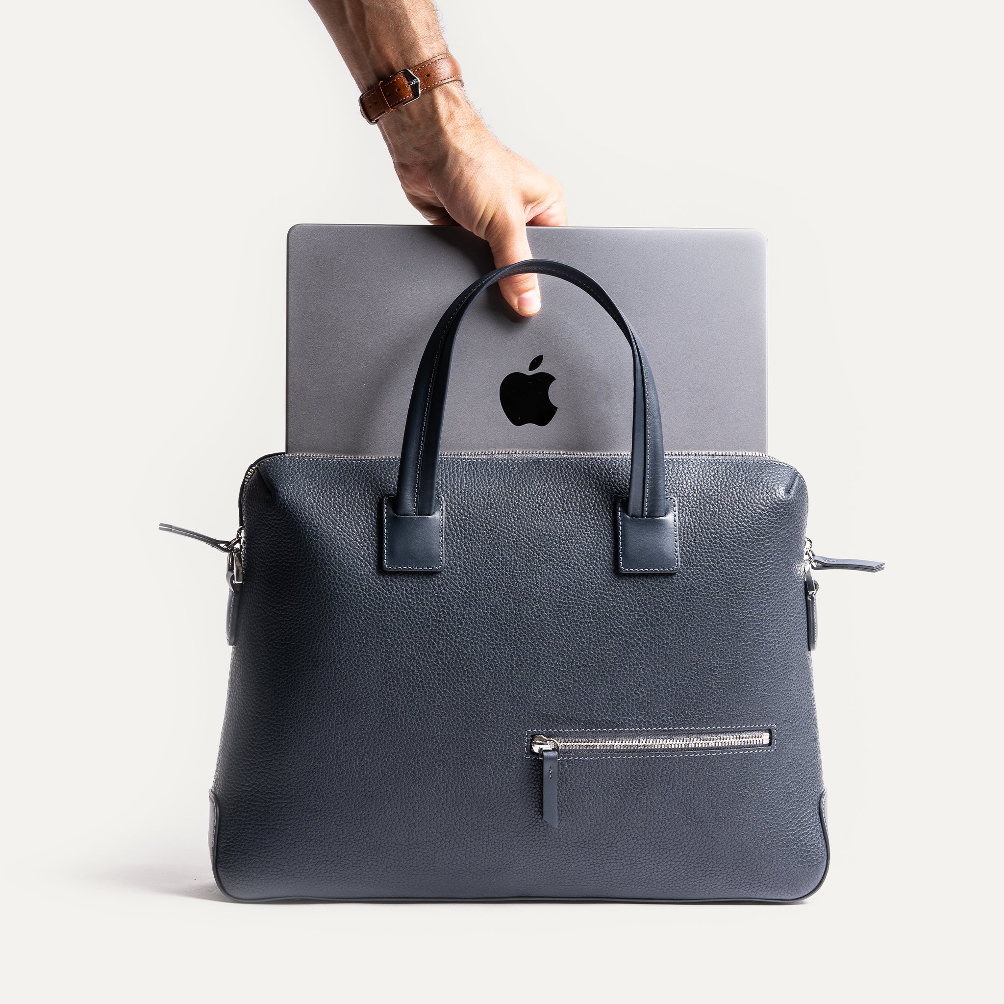 lundi Leather Briefcase | Valentin Navy