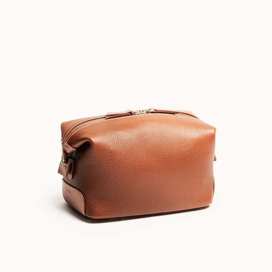 Trousse de toilette cuir~WENDY - Cognac