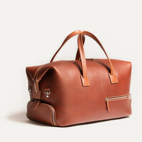 Sac De Toilette Homme En Cuir Prime Hide - Blanc/marron - Neuf