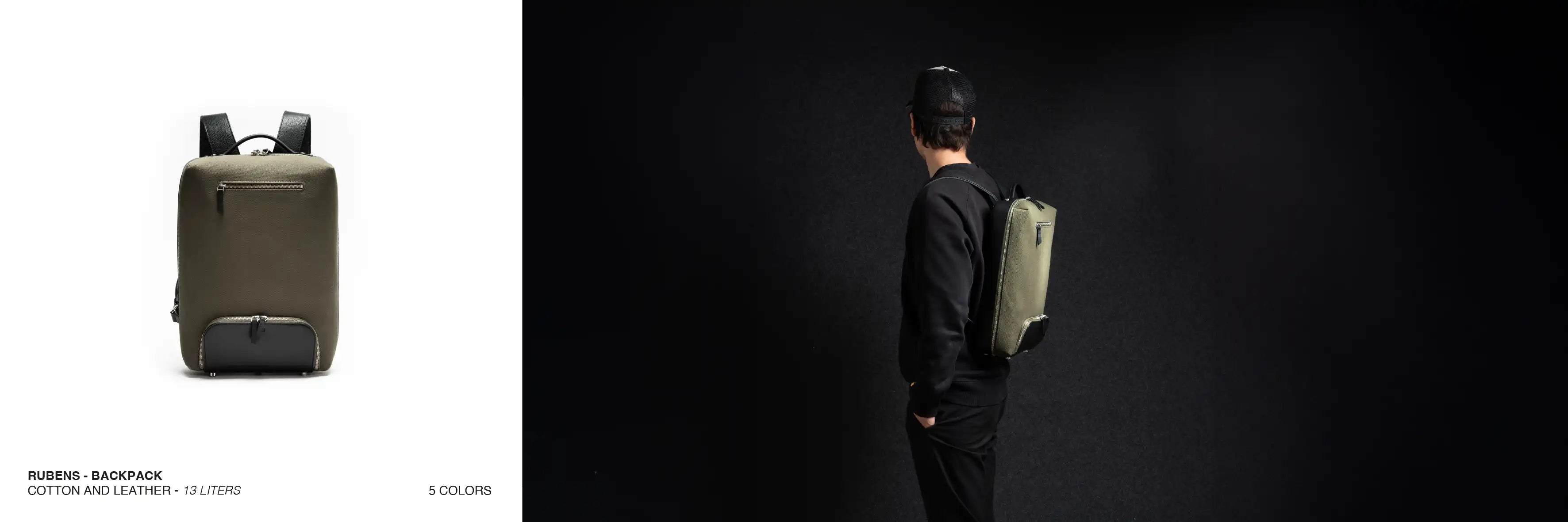 cotton and leather backpack by lundi