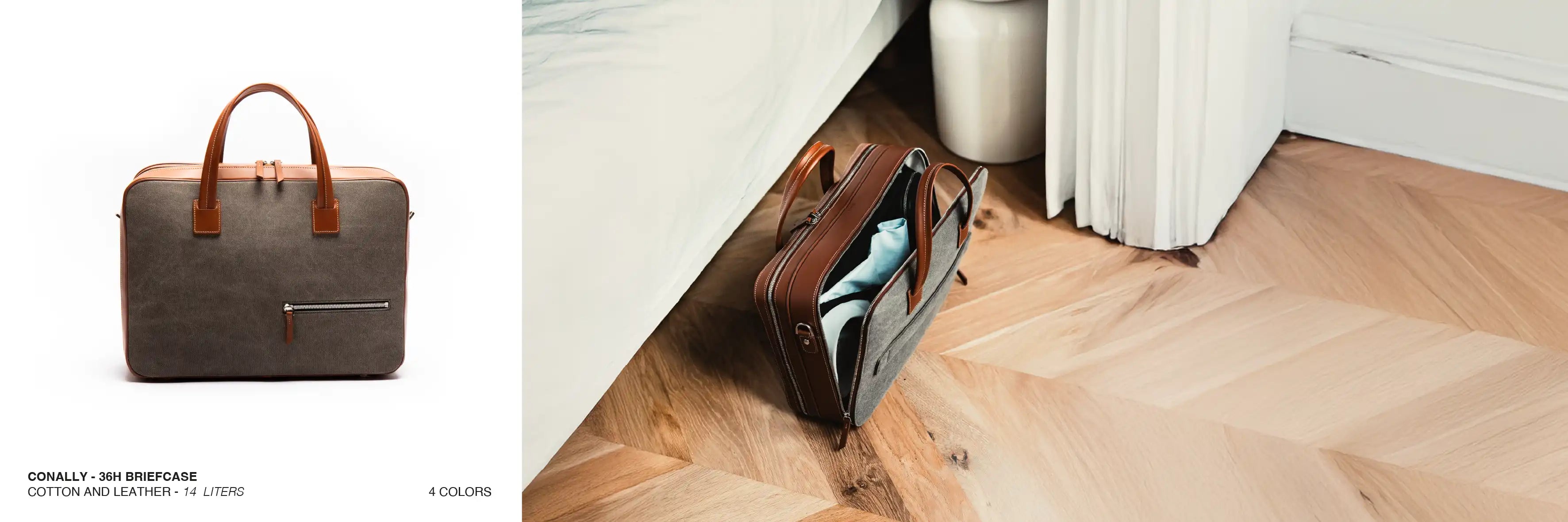 cotton and leather briefcase by lundi
