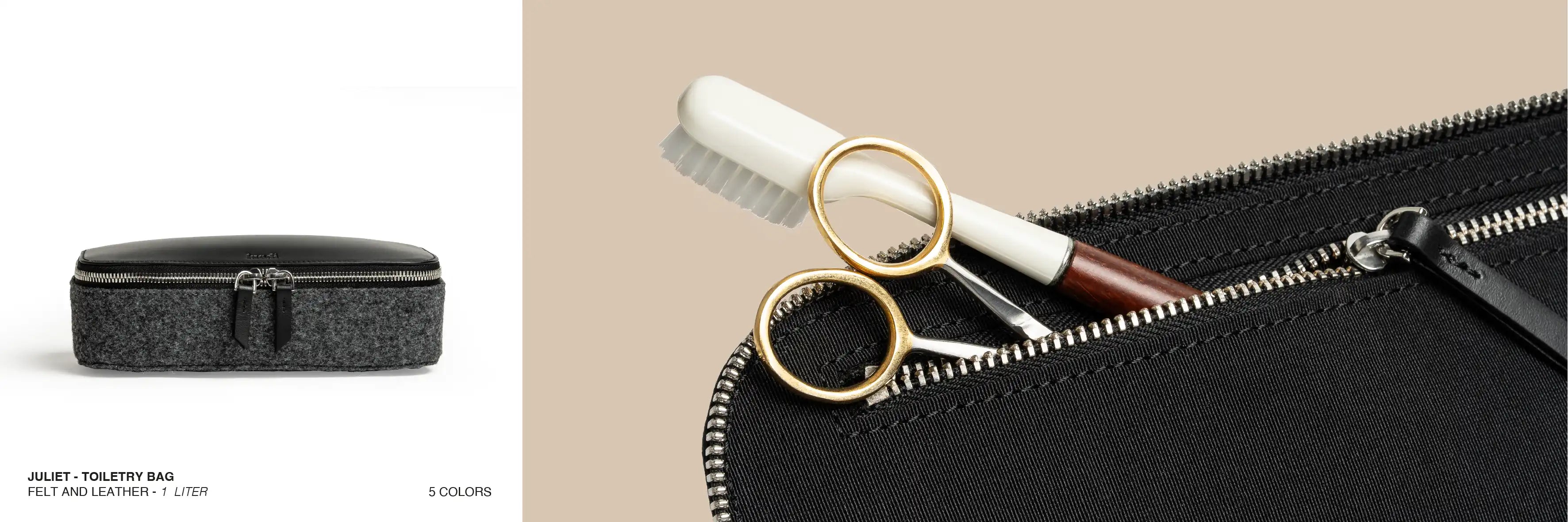 felt and leather toiletry bag by lundi