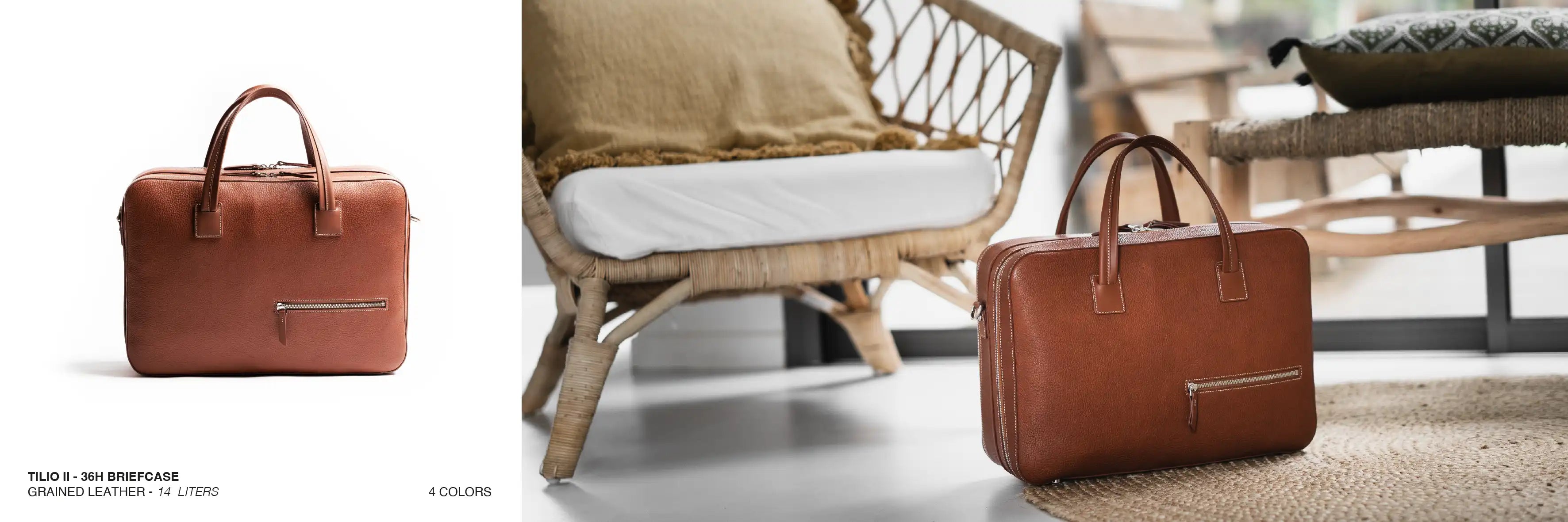 grained leather briefcase by lundi