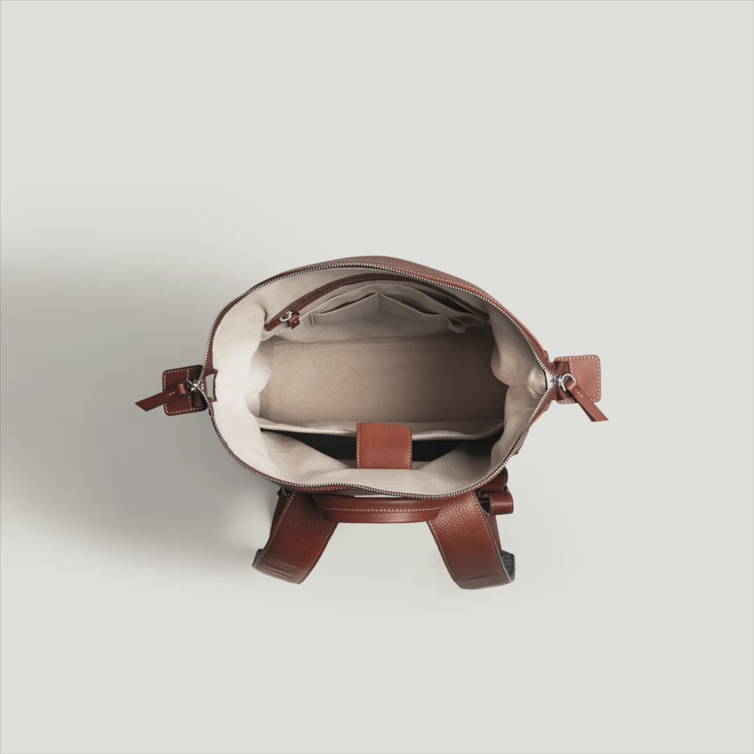 Cognac leather backpack Romeo | Leather laptop backpack – lundi