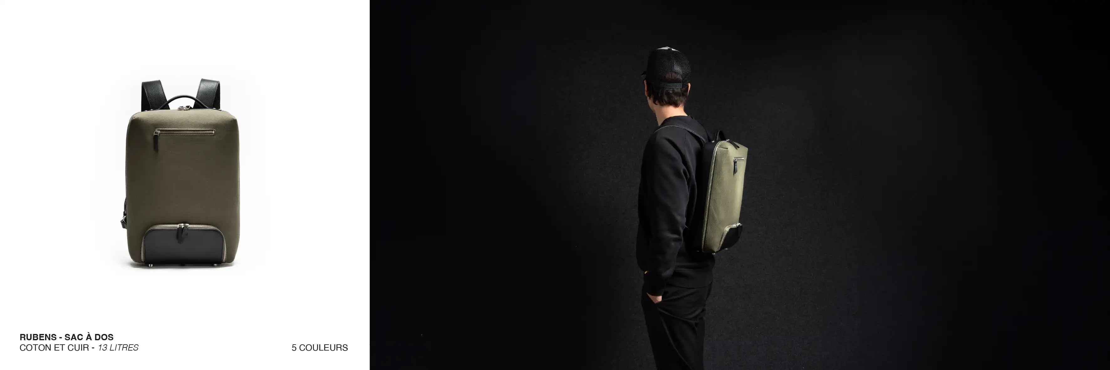 sac a dos en coton et cuir de la marque lundi
