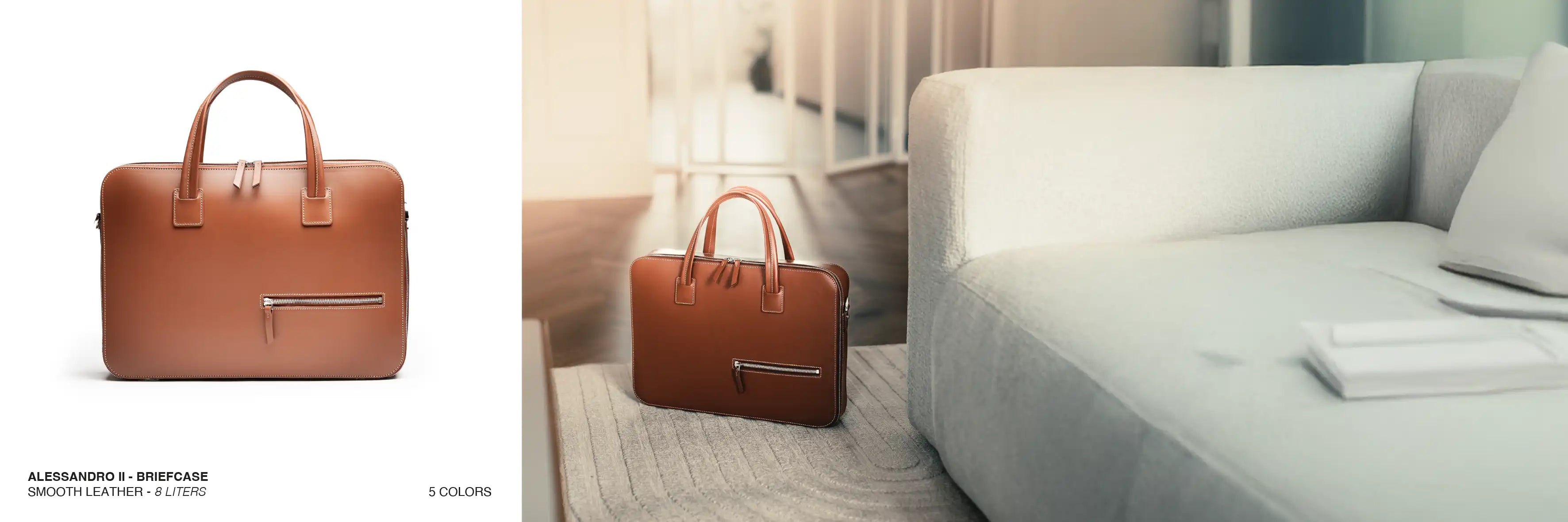 smooth leather briefcase by lundi