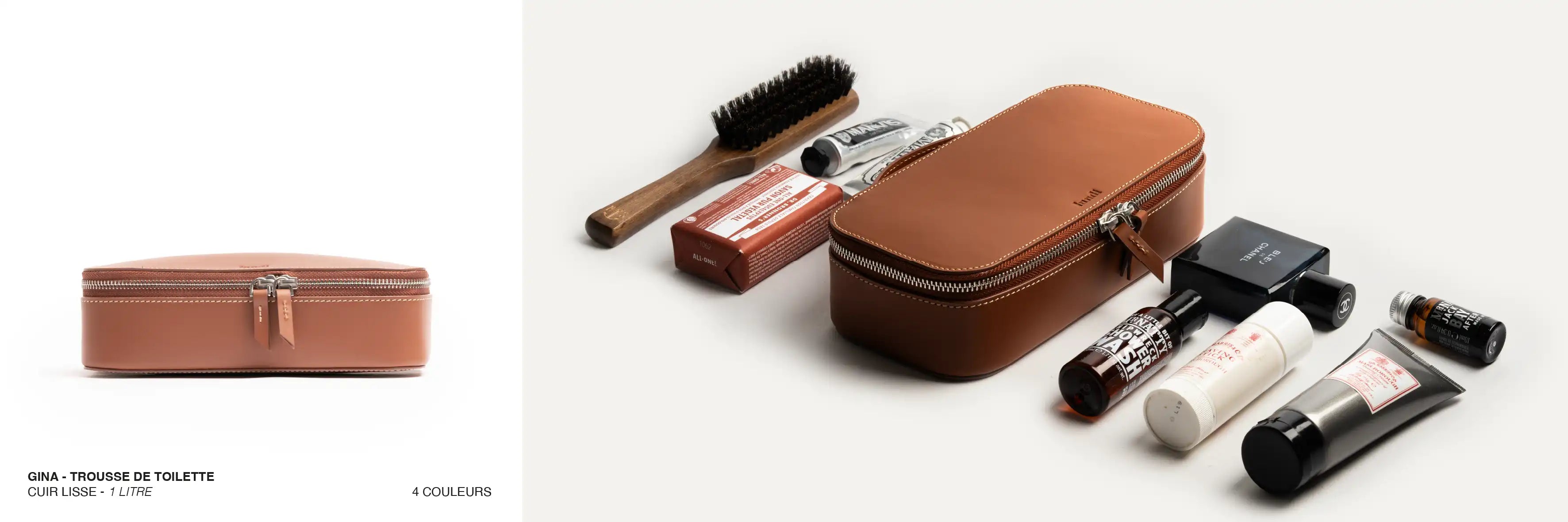 trousse de toilette en cuir lisse de la marque lundi