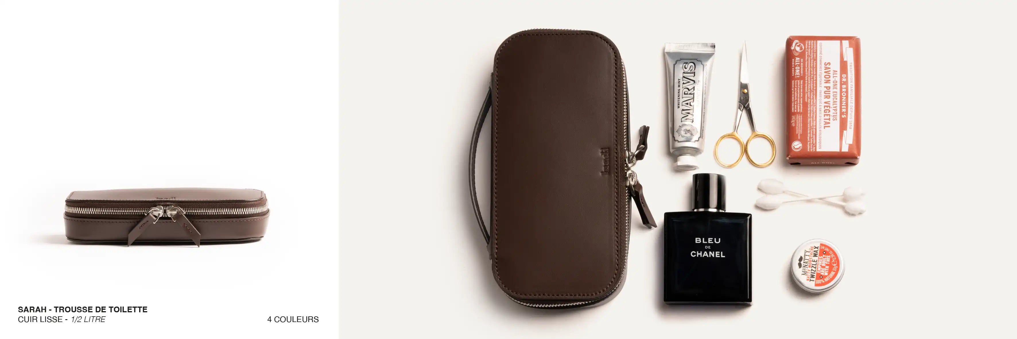 trousse de toilette en cuir lisse de la marque lundi