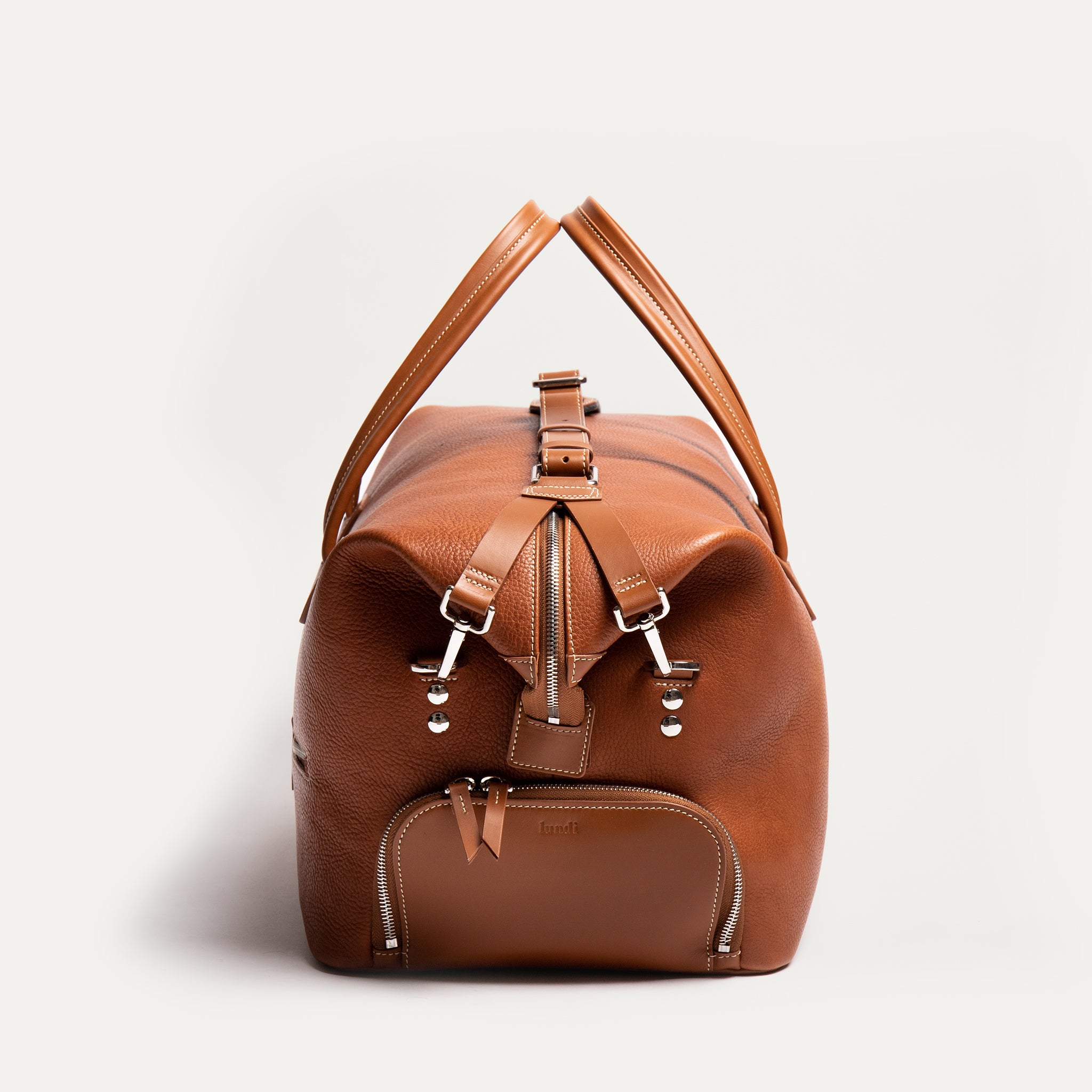 WILSON, cognac | Weekender lundi en cuir grainé et lisse