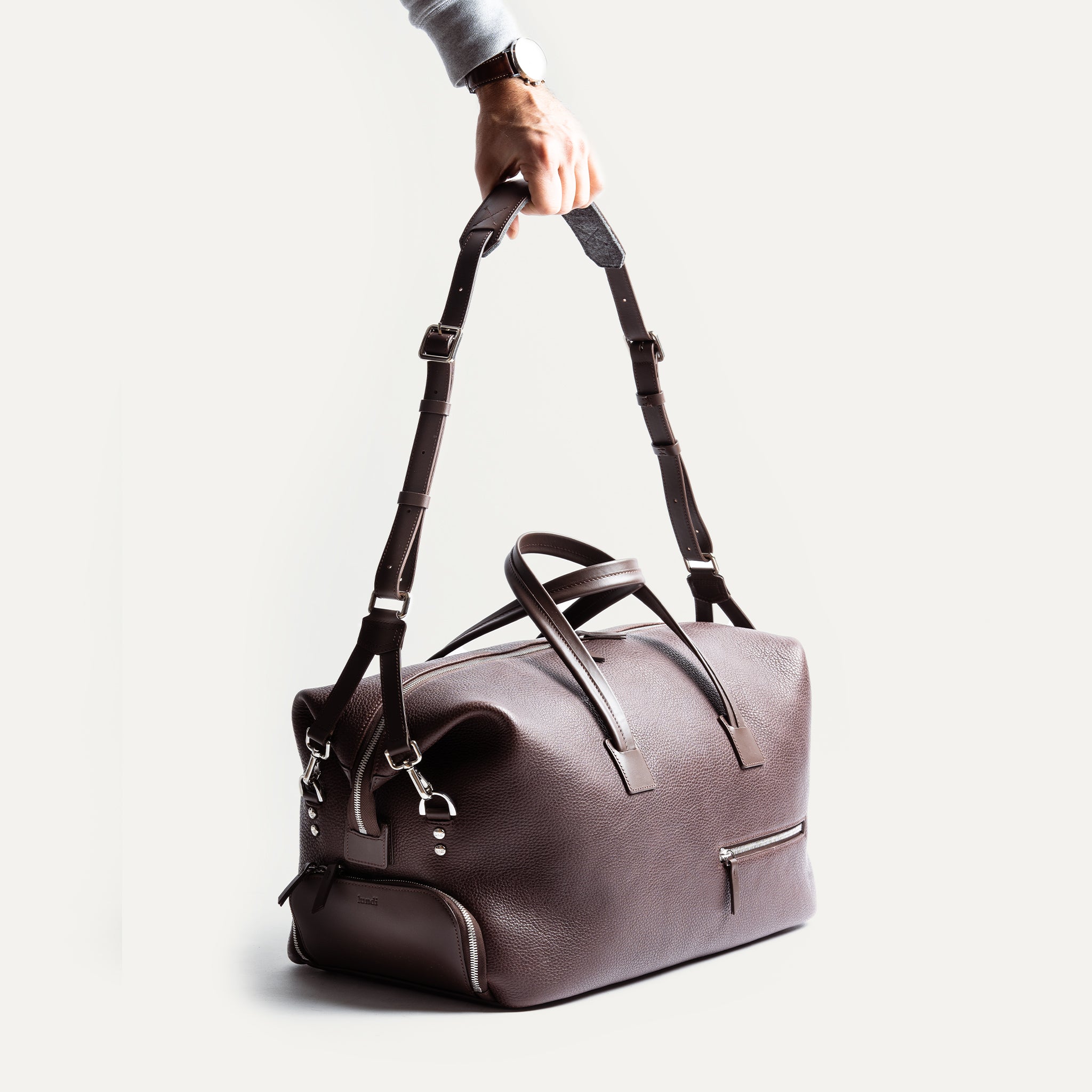 WILSON, Marron | Weekender lundi en cuir grainé et lisse