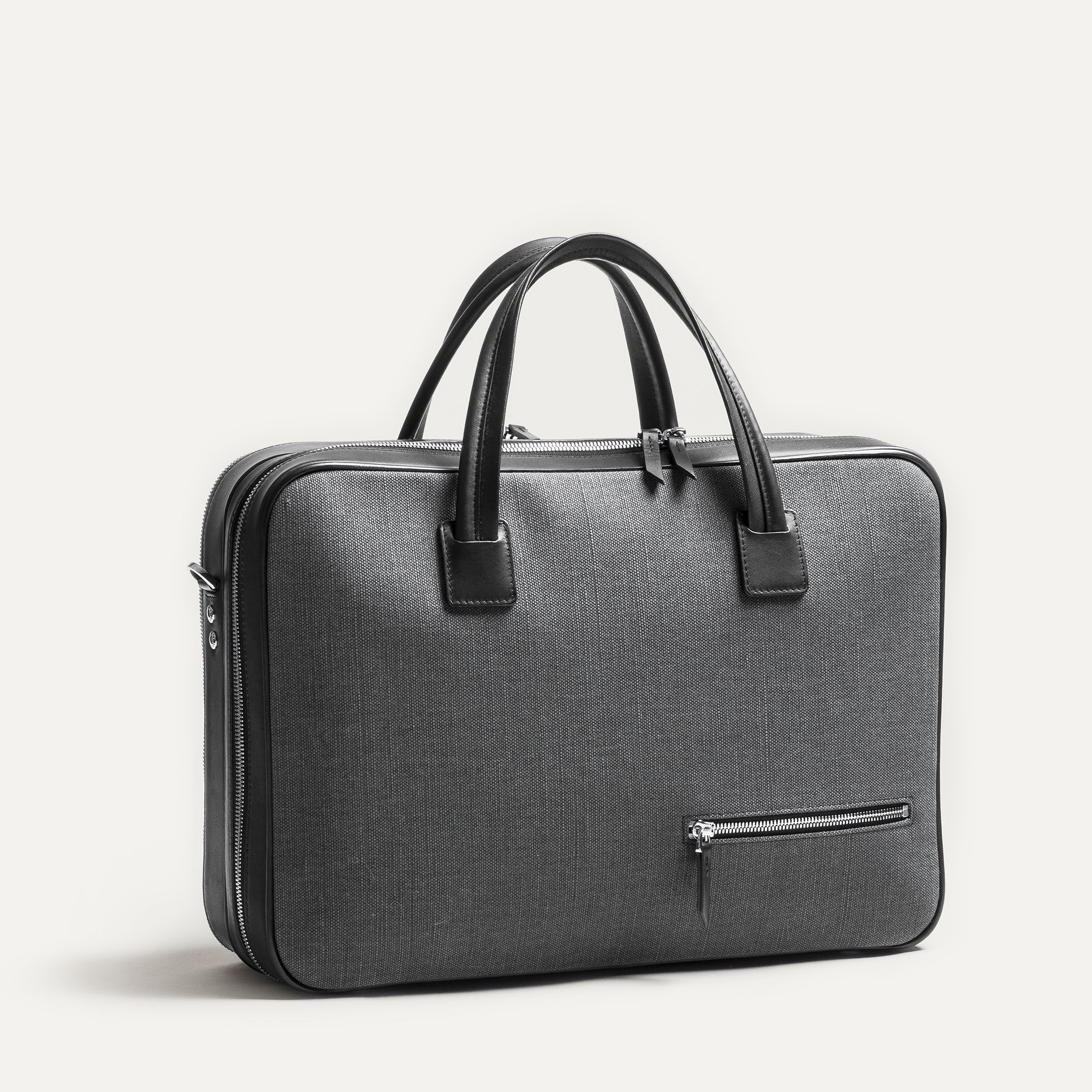 CONALLY - Gris & Noir | Sac ordinateur 36 heures lundi en toile et cuir