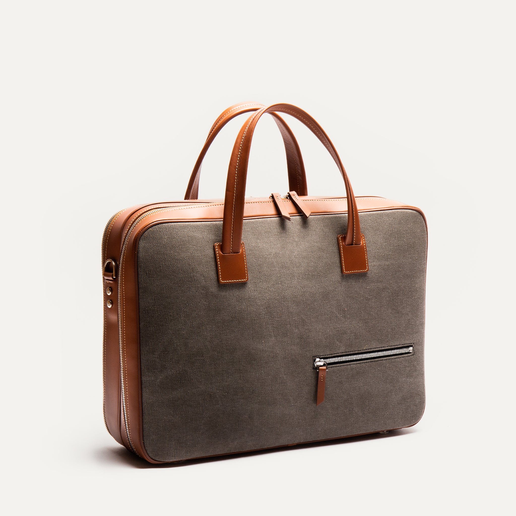 CONALLY - Gris & Cognac  Sac ordinateur 36 heures lundi en toile et c