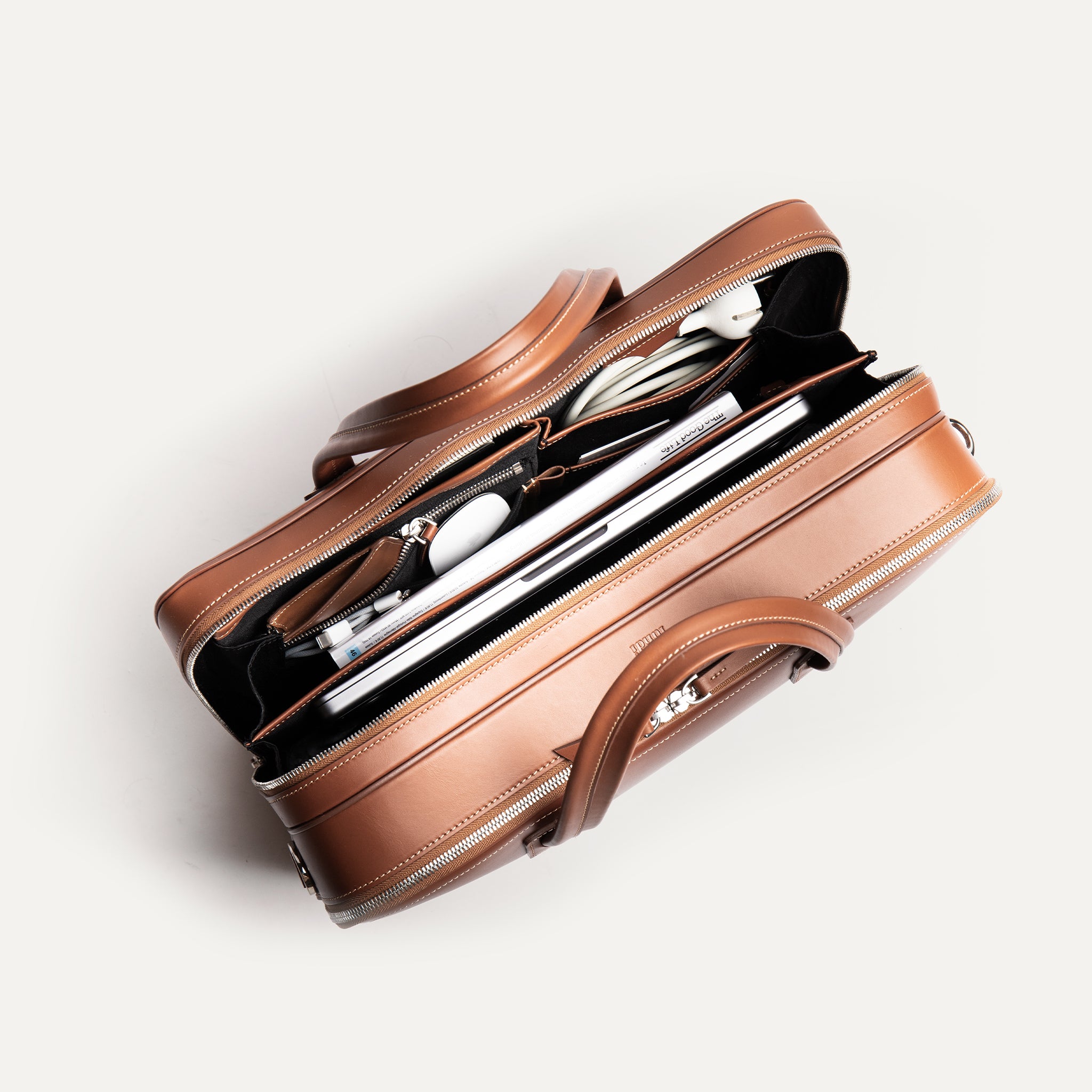Sac ordinateur 36 heures lundi | CONALLY Gris & Cognac