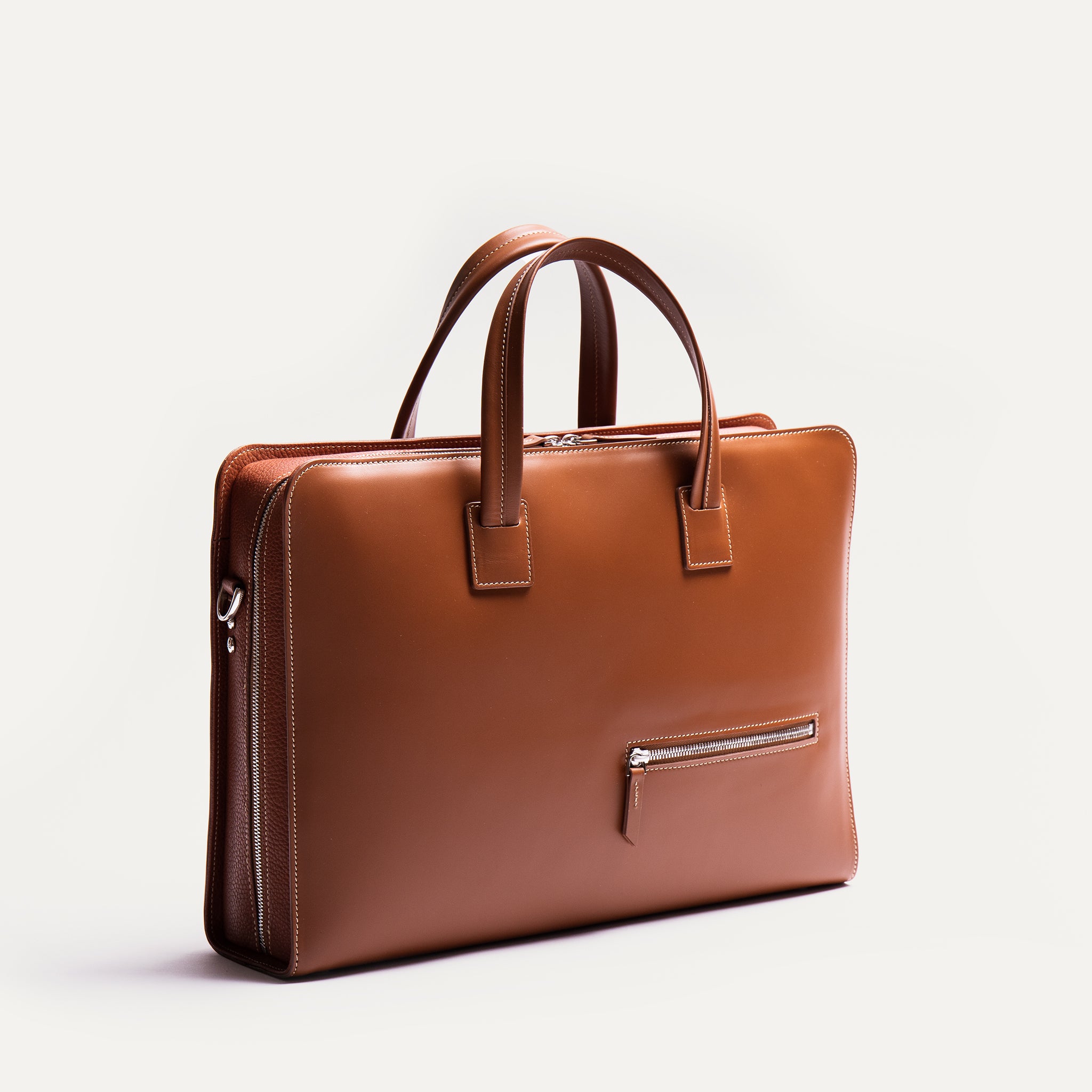 lundi Leather Briefcase | VICTOR Cognac