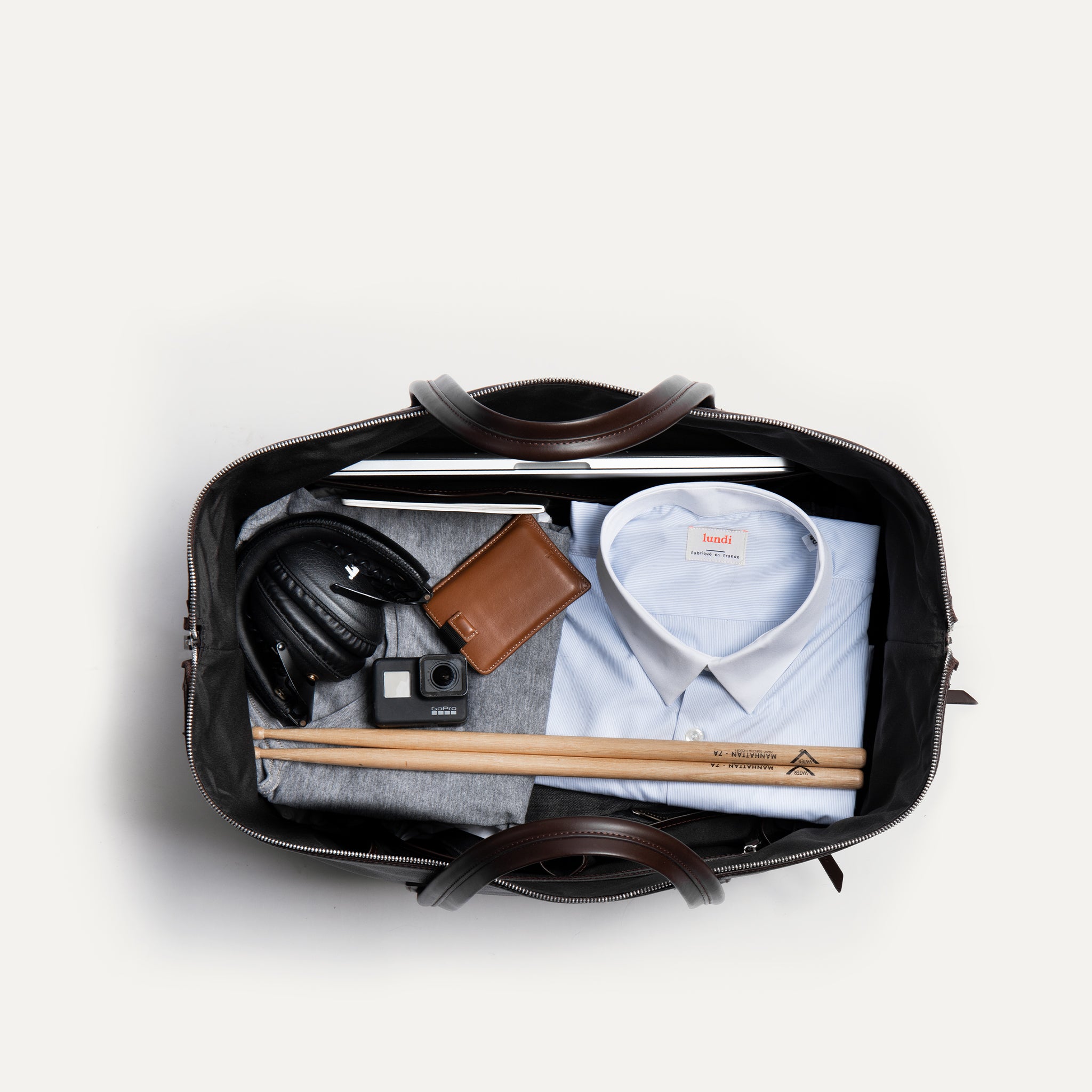 WILSON, Marron | Weekender lundi en cuir grainé et lisse