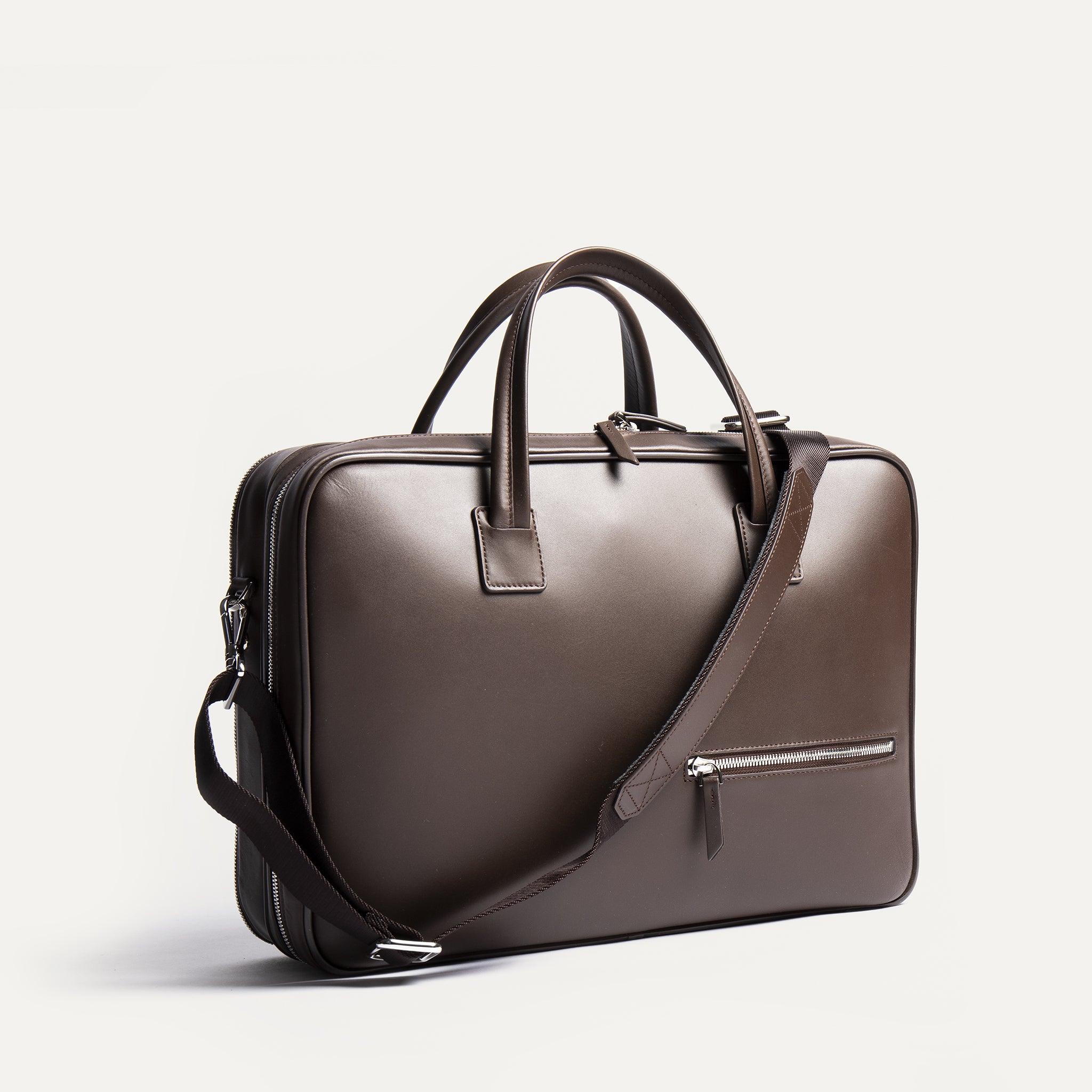 BELLECOURT Marron | Sac ordinateur 36 heures lundi en cuir lisse