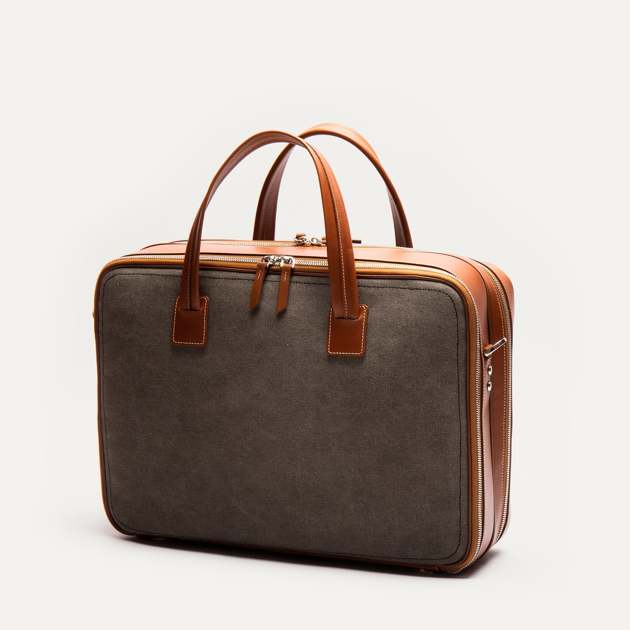 Sac ordinateur 36 heures lundi | CONALLY Gris & Cognac