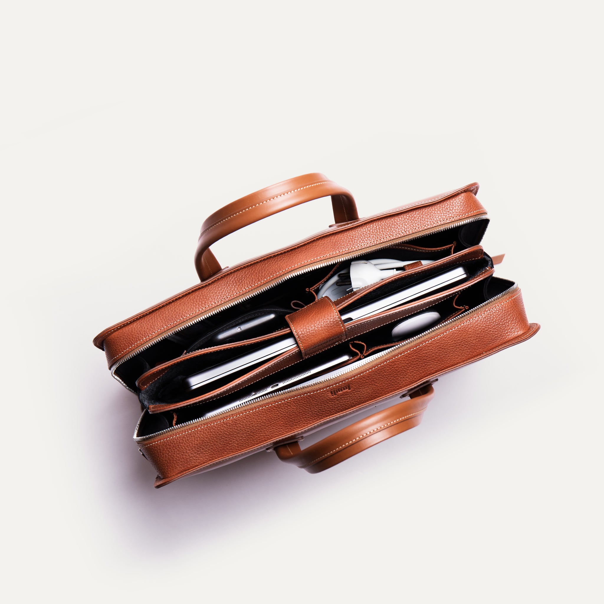 lundi Leather Briefcase | VICTOR Cognac