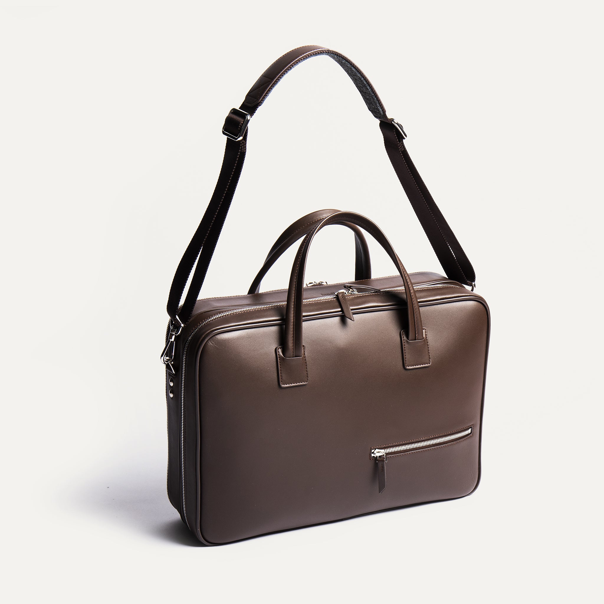 BELLECOURT Marron | Sac ordinateur 36 heures lundi en cuir lisse