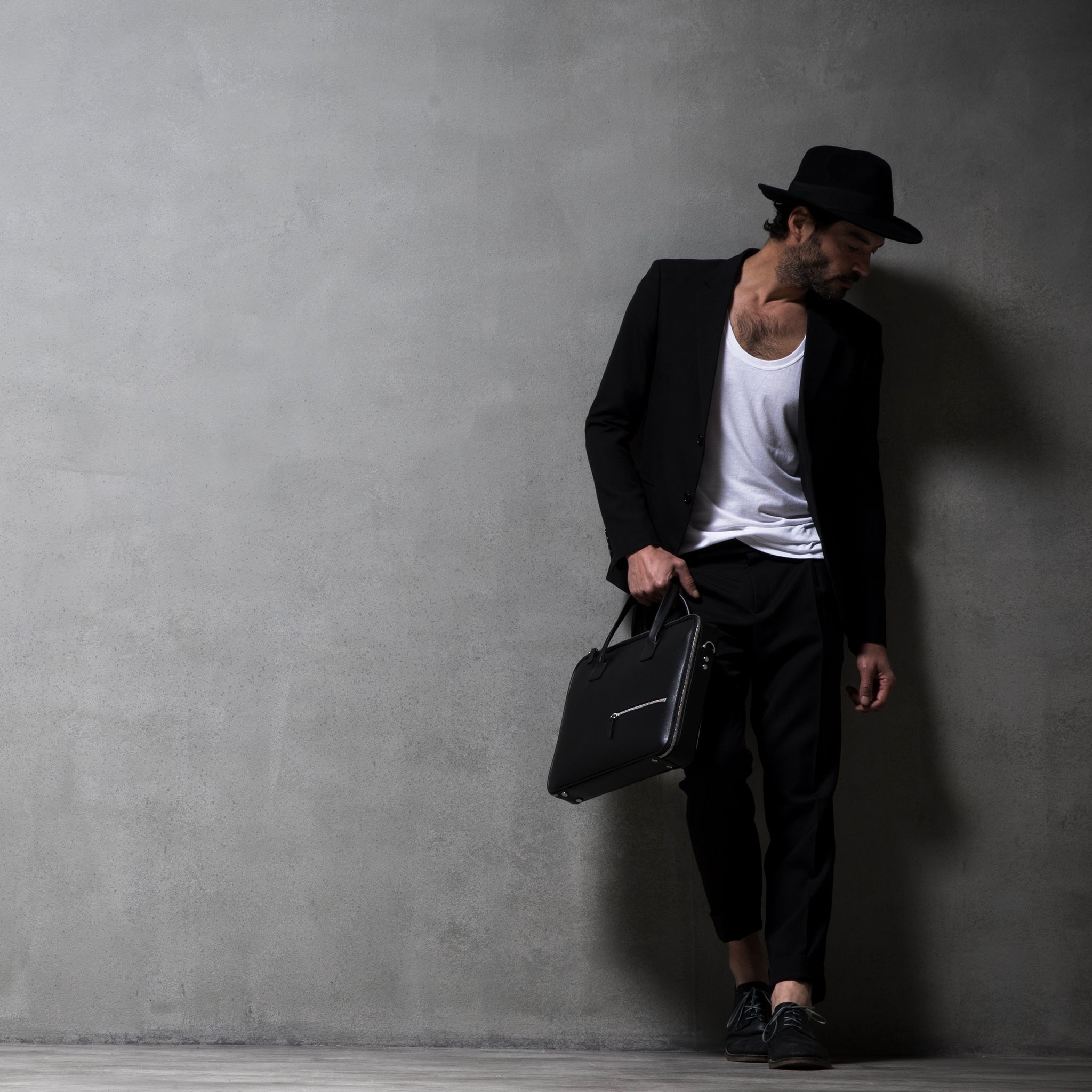 lundi Leather Briefcase | ALESSANDRO Black